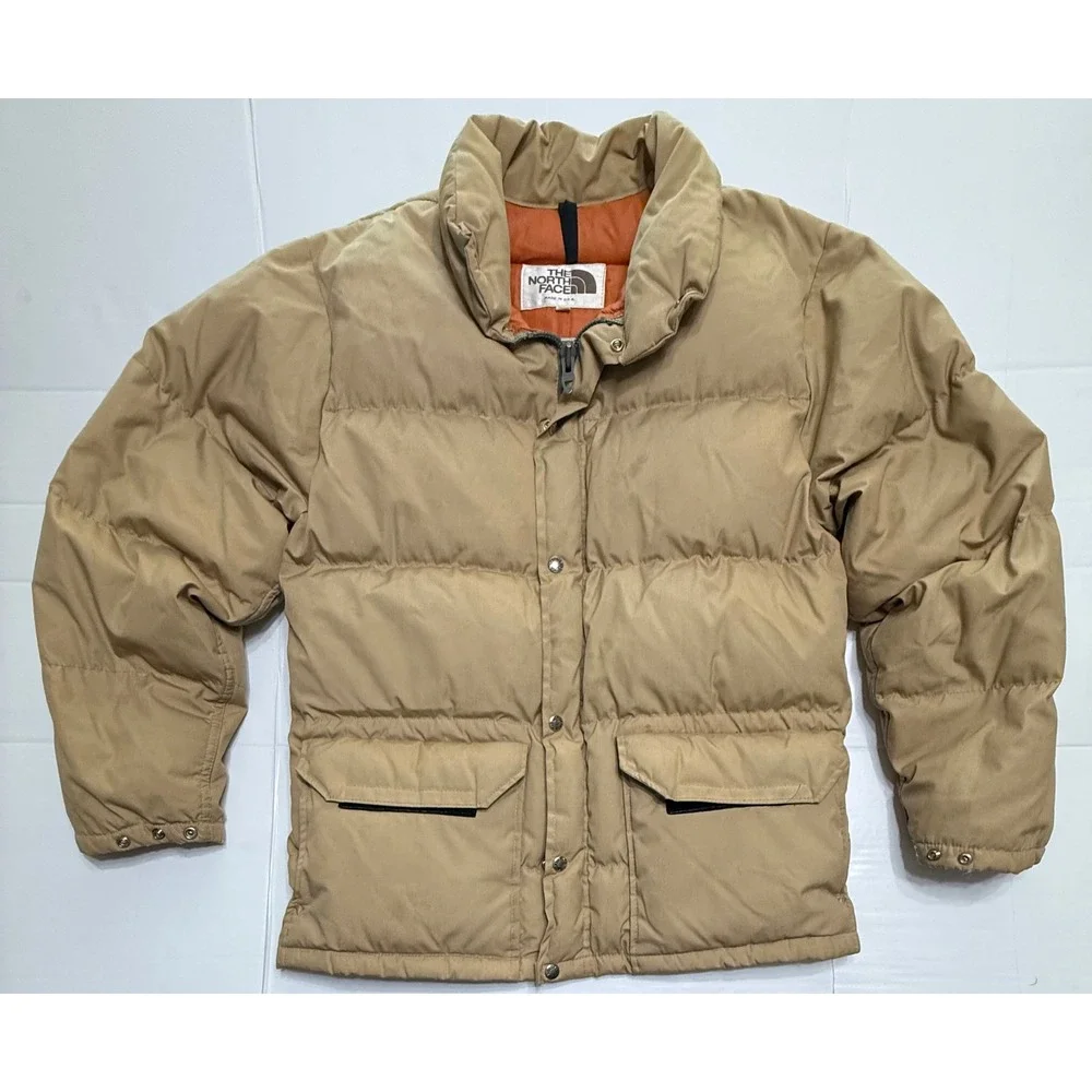 Vintage The North Face Brown Label Down Puffer Jacket Tan Made in USA Medium